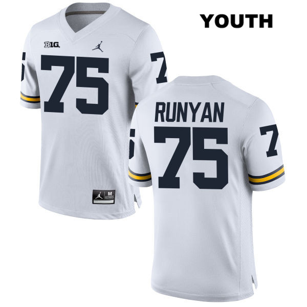 Youth NCAA Michigan Wolverines Jon Runyan #75 White Jordan Brand Authentic Stitched Football College Jersey AN25E01XK